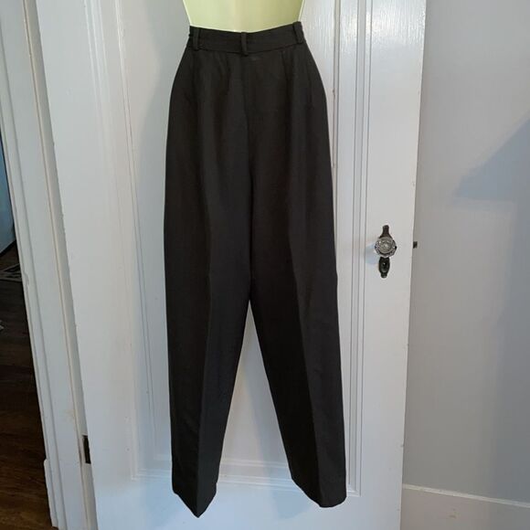 Vtg 70s/80s JH Collectibles dark army green high waisted pleat front pants - Picture 4 of 15